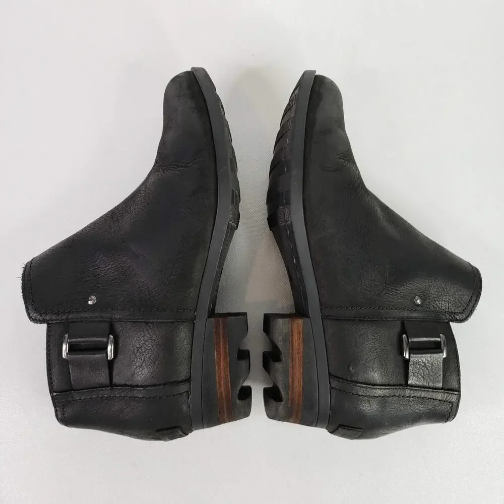 Sorel Lolla Ankle Chelsea Leather Ankle Boots Black Shoes Women's Size 8